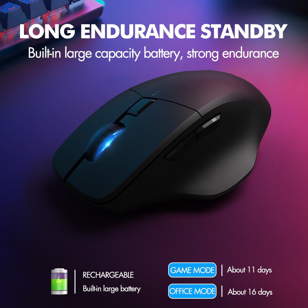 Goojodoq เมาส์เกมมิ่งไร้สาย บลูทูธ 2.4G 4000 DPI เซนเซอร์ออปติคอล 6 ปุ่ม สําหรับ MacBook แท็บเล็ต แล็ปท็อป PC