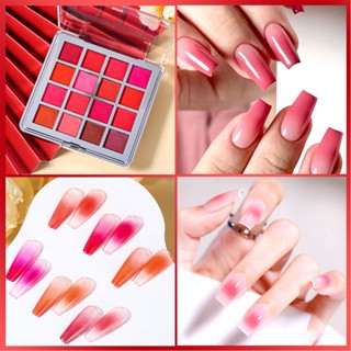 ผงทาเล็บ 16 Colors Gradient Pink Chrome Powders Chrome Nail Powders Metallic Nail Powder Mirror Effect Nail Art Chrome Powder