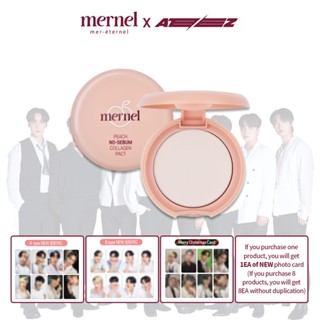 Ateez x mernel Peach No-Sebum Collagen Powder Pact 8.5g | A or B card gift Dispatch Randomly