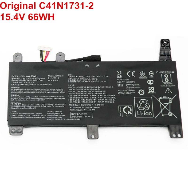 15.4V 66WH ของแท้ C41N1731-2แบตเตอรี่แล็ปท็อปสำหรับ ASUS ROG Strix G17 G712 G731รอยแผลเป็น17 G732 Gl