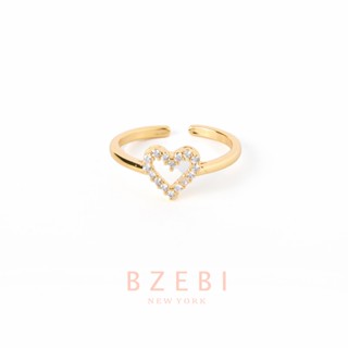 BZEBI แหวนแฟชั่น เพชร ผู้หญิง หวานรูปหัวใจ ทองคํา ring สไตล์เกาหลี เครื่องประดับ ไม่ลอกไม่ดํา สําหรับผู้หญิง 1129r