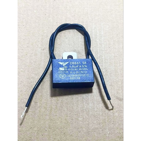 (แพ็ค1ตัว) คาปาซิเตอร์ คาปาพัดลม1.5 uf/400v สายสีดำ แค๊ปพัดลม CAP Hatari capacitor พัดลมฮาตาริ  capa