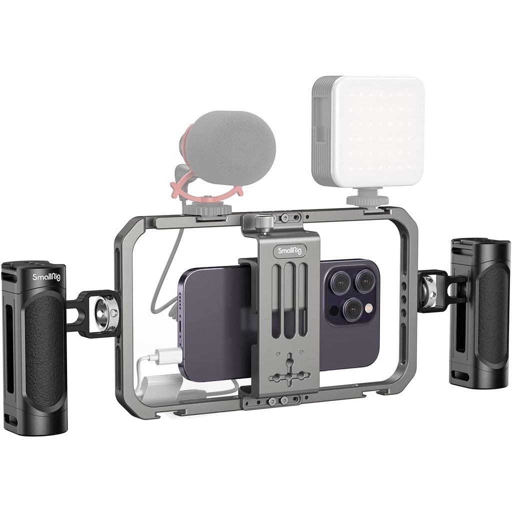 SmallRig Universal Phone Video Rig Kit with Handles, Aluminum Handheld Stabilizer for Live Streaming or Vlogging - 4121