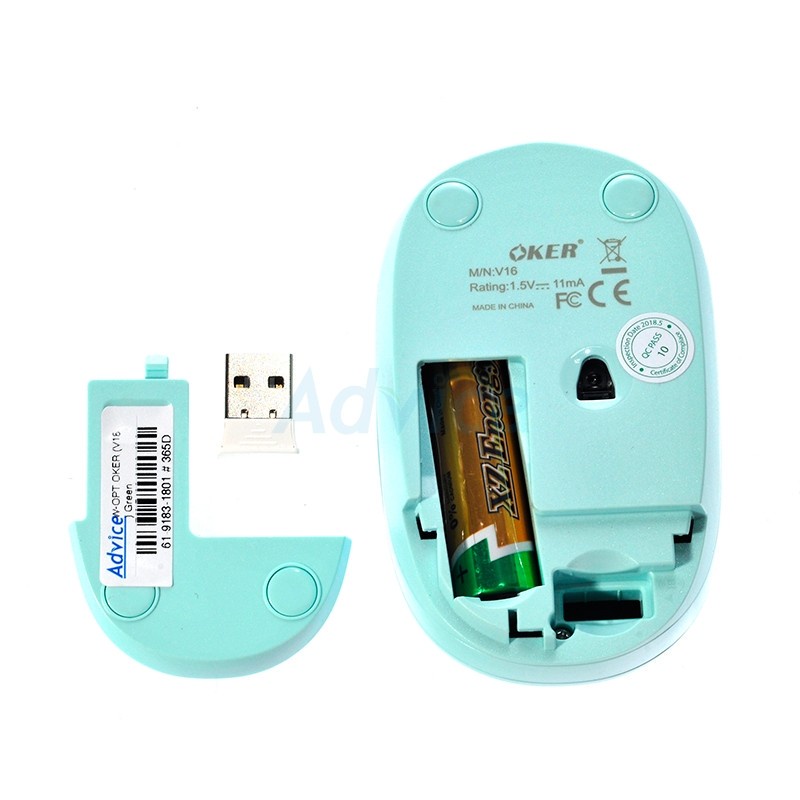 MOUSE WIRELESS (เมาส์ไร้สาย) OKER (V16) GREEN – A0117841 – A0117841 ราคา ถูกที่สุด ดีลบีเคเค แกลเลอรีภาพที่ 3