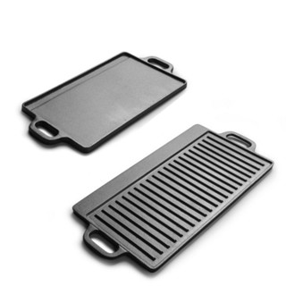 【จัดส่งภายใน 24 ชม】เหล็กหล่อ ย่างเนื้อ Cast Iron Grill/Griddle for Gas Stovetop | 2-in-1 Reversible 50*23Cast Iron Grill