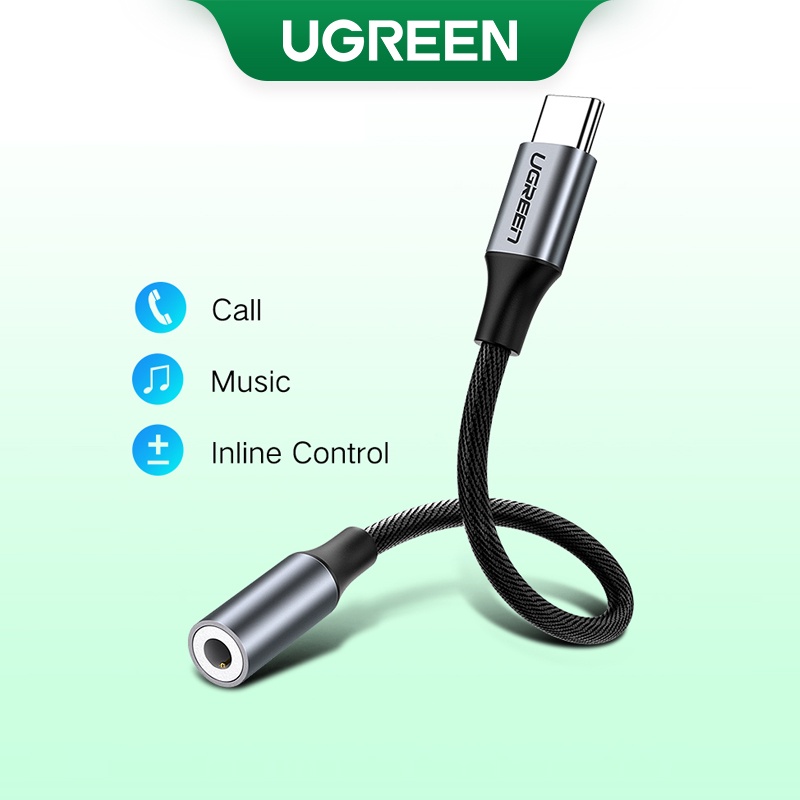 Ugreen อะแดปเตอร์สายเคเบิลหูฟัง USB Type C เป็น 3.5 มม. USB C เป็น 3.5 สําหรับ Xiaomi Mi10 HUAWEI P3