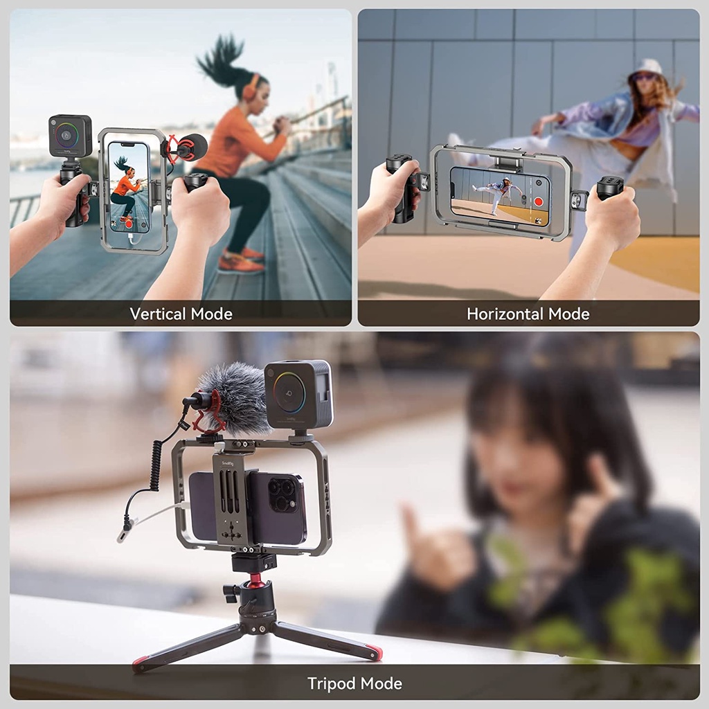 SmallRig Universal Phone Video Rig Kit with Handles, Aluminum Handheld Stabilizer for Live Streaming or Vlogging - 4121