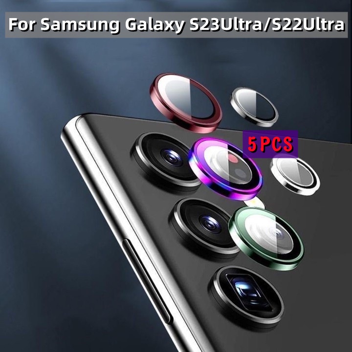 อลูมิเนียมโลหะแหวนกล้องเลนส์ Glass Protector สําหรับ Galaxy Samsung Galaxy S24 S23 Ultra S23 FE S23 S22Ultra ป้องกันสําหรับ Galaxy S23Ultra S23 Plus กล้องแหวนกรณี