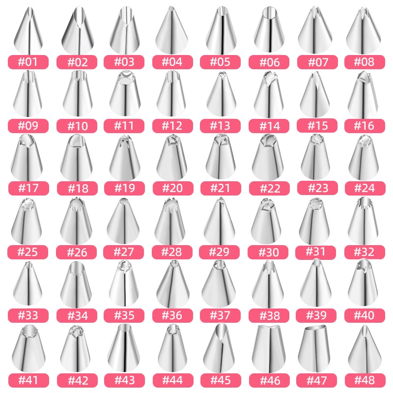 หัวบีบครีมไอซิ่ง แบบสเตนเลส สําหรับตกแต่งเค้ก DIY 48 ชิ้น