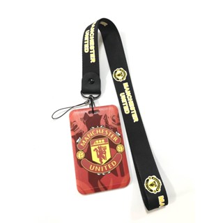 MAN U ที่ใส่บัตร ซองใส่บัตร ที่ใส่บัตร พร้อมสายคล้องคอ(2.5cm) ลาย แมน ยูไนเต็ด แดง สายดำ สำหรับบัตร 5.5x8.5cm PMYL SHOP