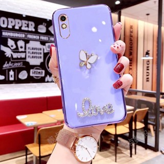 เคสโทรศัพท์สําหรับ Xiaomi Redmi 9A 9C 10C 8A 10A 9T 10 9 8 5Gมือถือแบบนิ่ม กันกระแทก ลายผีเสื้อ แวววาว หรูหรา