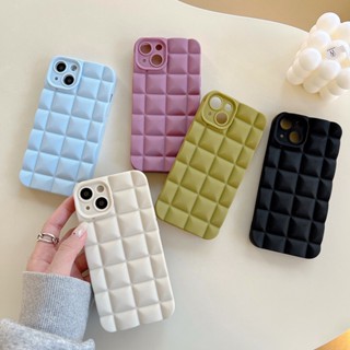 เคสโทรศัพท์มือถือ ซิลิโคนนิ่ม ผิวด้าน กันกระแทก ลายตาราง 3D แฟชั่น สําหรับ iPhone 14 Pro 13 12 11 Pro Max 14