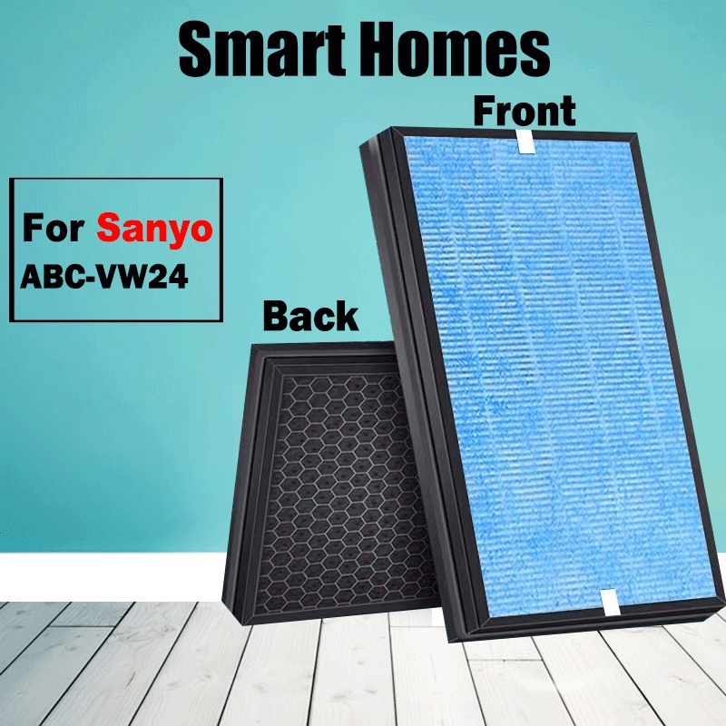 2-in-1 ไส้กรองอากาศ และไส้กรองคาร์บอน ประสิทธิภาพสูง สําหรับเครื่องฟอกอากาศ Sanyo ABC-VW24 FAH94 VWK71C