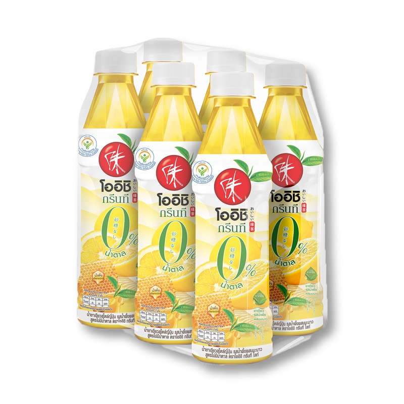 โออิชิ น้ำผึ้งผสมมะนาว 0% สูตรไม่มีน้ำตาล 350 มล. x 6 ขวดOishi Green Tea Honey Lemon 0% 350 ml x 6 b