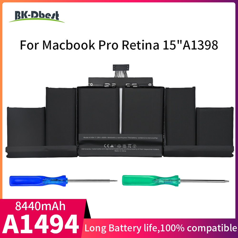 คุณภาพความแข็งแรง A1494แบตเตอรี่แล็ปท็อปสำหรับ Mac Book Retina Series A1494แบตเตอรี่ A1398