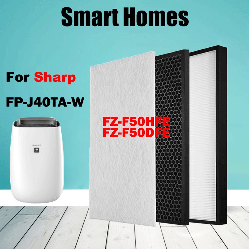 ไส้กรองอากาศ และไส้กรองกลิ่น ประสิทธิภาพสูง สําหรับเครื่องฟอกอากาศ Sharp FP-J40TA-W (FP-FM40) FZ-F50