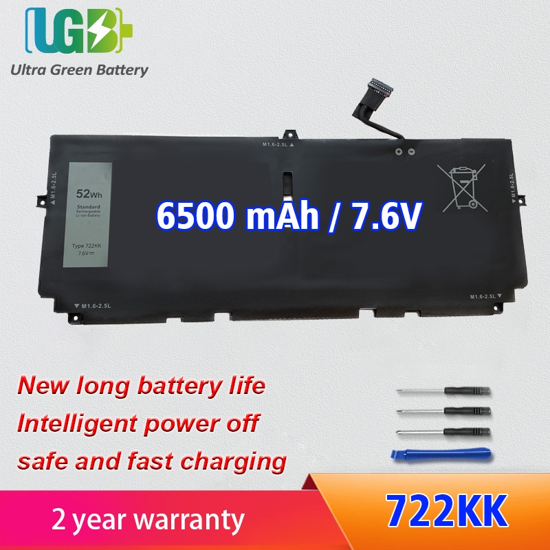 Original 722KK แบตเตอรี่แล็ปท็อปสำหรับ XPS 13 9310 9300 FP86V P117G001 P117G002 2XXFW WN0N0 7.6V 52W