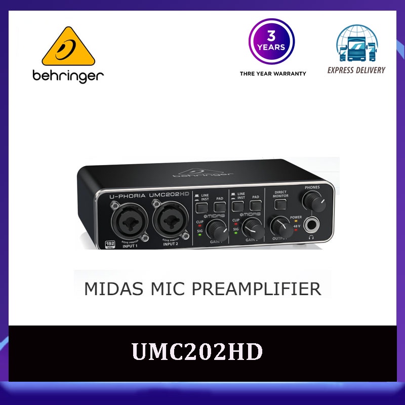 Original Behringer U-Phoria UM2 / UMC22 / UMC202HD / UMC204HD / UMC 404HD อินเทอร์เฟซเสียง USB Pre เ