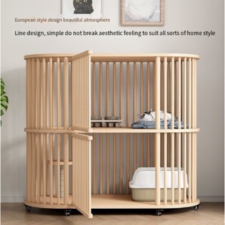 【พร้อมส่งจากไทย】Solid Wood Cat Cage กรงแมวไม้เนื้อแข็ง บ้านในร่มแมววิลล่า แมวตู้ขนาดใหญ่พื้นที่ว่าง บ้านแมว