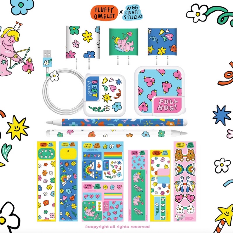 FLUFFY OMELET X WGG CRAFT STUDIO | New Collection Charger & Pencil sticker (สติ๊กเกอร์ติดหัวชาร์จและ