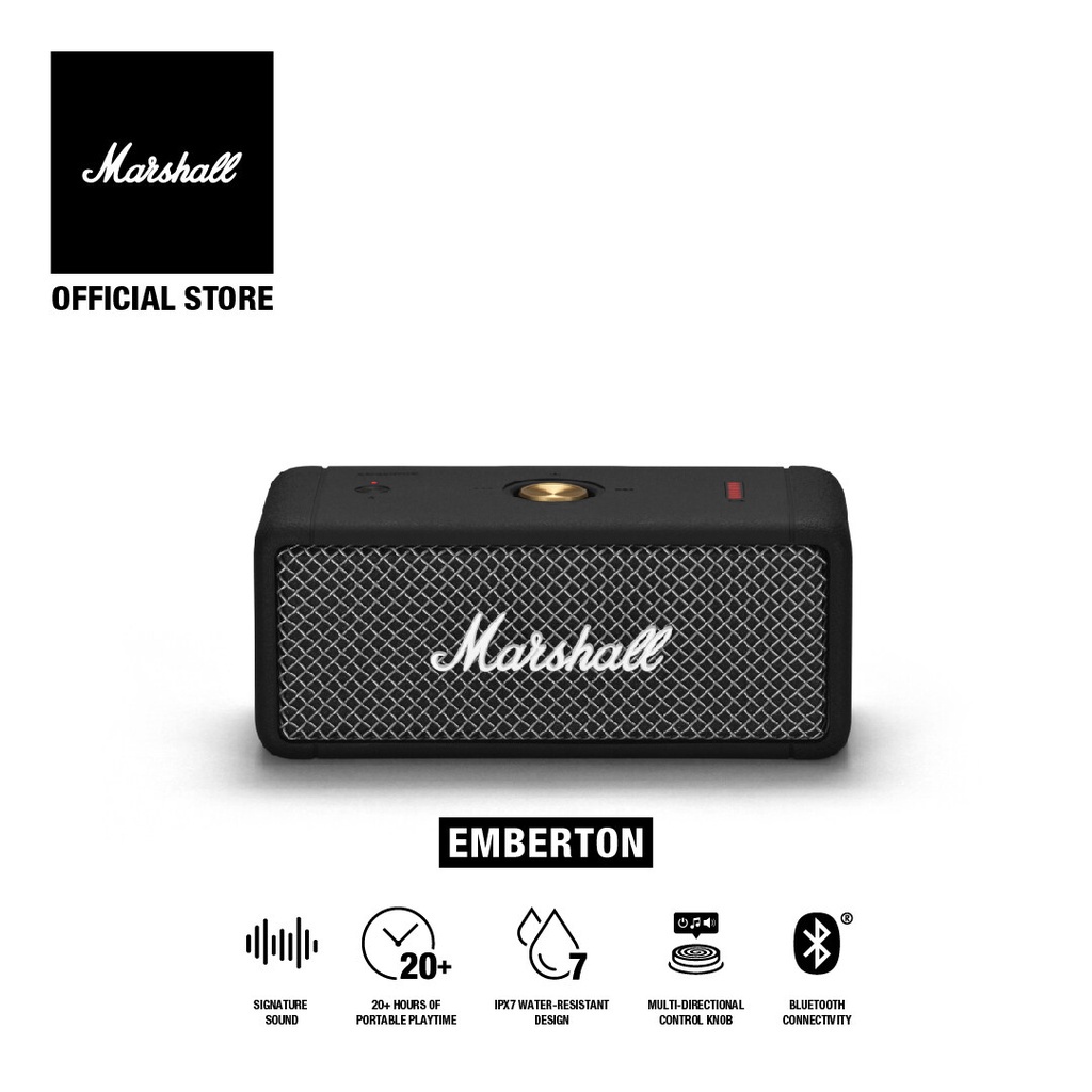 Marshall EMBERTON Speaker Portable Wireless Bluetooth Waterproof Small Black