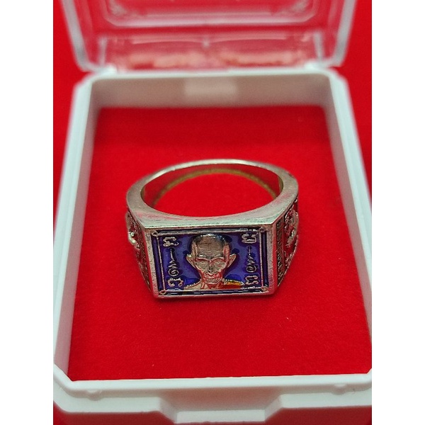 แหวน หลวงพ่อรวย ปาสาทิโก รุ่นบูชาครู เนื้ออัลปาก้าลงยา ตอกโค๊ตชัดเจน วัดพระธาตุเชิงเขา จ.สระบุรี ปี6