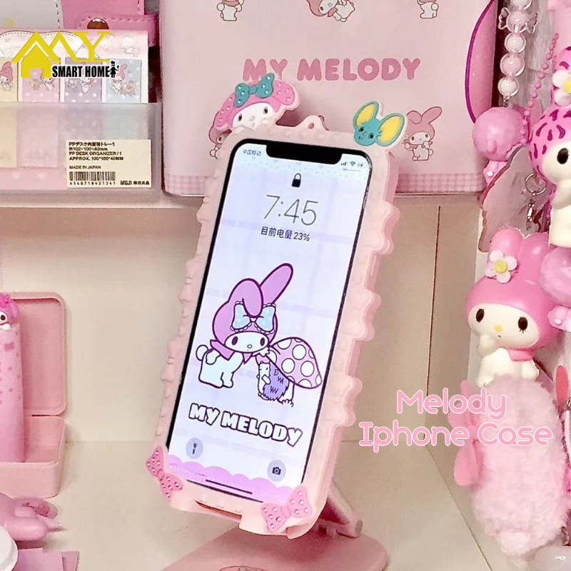 เคสโทรศัพท์มือถือ ซิลิโคน ลายการ์ตูนเมโลดี้น่ารัก สีชมพู สําหรับ iphone 14 Pro 13 12 11 XR XSMAX