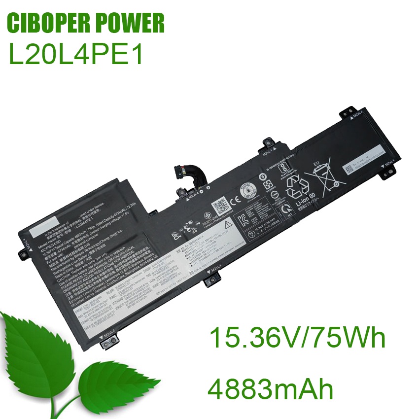 CP แบตเตอรี่ L20L4PE1 75Wh/4883MAh L20M4PE1 L20C4PE1สำหรับ IdeaPad 5 Pro-16ACH6 Pro-16IHU6 IdeaPad C