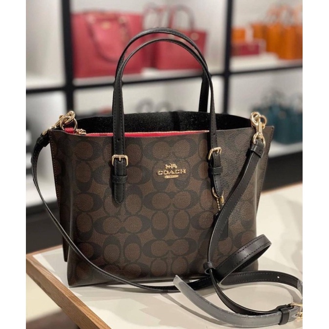 ❦✎พร้อมส่ง แท้ % New Coach MOLLIE TOTE 25 IN SIGNATURE CANVAS (COACH C4250) IM/BROWN BLACK