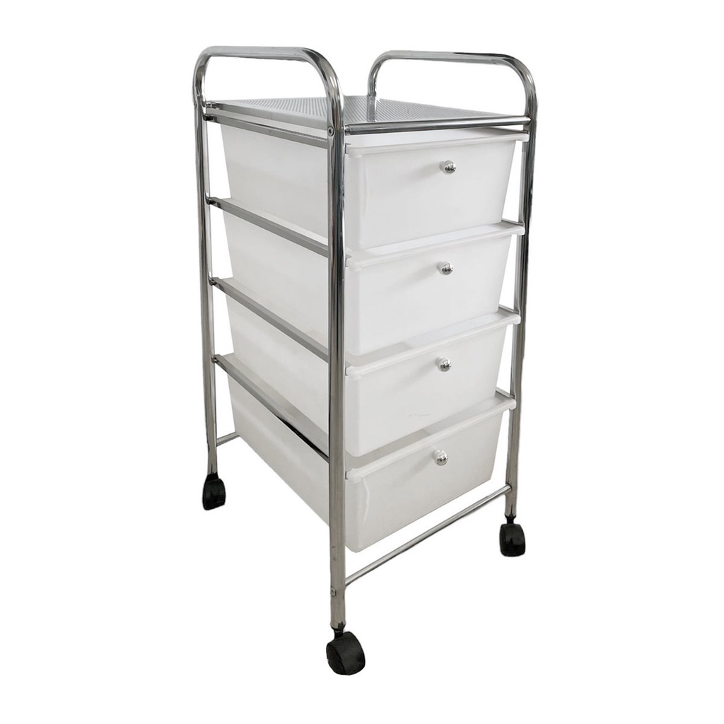 ชั้นวางของพร้อมล้อเลื่อน 4 ลิ้นชัก Salon KASSA HOME รุ่น NAP020-PS4T ขนาด 33 x 39 x 79 ซม. สีขาว