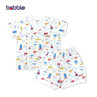 [สมนาคุณ งดจำหน่าย] BABBLE ชุดเด็กแรกเกิด ถึง 3 เดือน แบบผูกหน้าแขนสั้นขาสั้น มูลค่า 300.- (คละลาย)