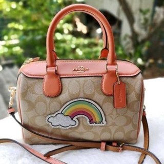 💥กระเป๋าทรงหมอน NEW COACH MINI BENNETT SATCHEL IN SIGNATURE CANVAS WITH RAINBOW MOTIF