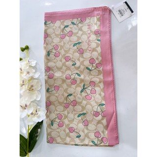 ผ้าคลุมไหล่ ผ้าพันคอSignature Heart Cherry Print Silk Square Scarf