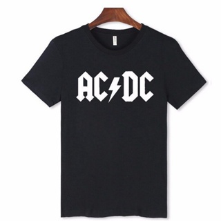 เสื้อยืดผู้ชาย Alimoo เสื้อยืดท็อปส์ผ้าฝ้ายแขนสั้นพิมพ์ AC / DC สำหรับผู้ชาย Men and Women Tshirt S-4XL