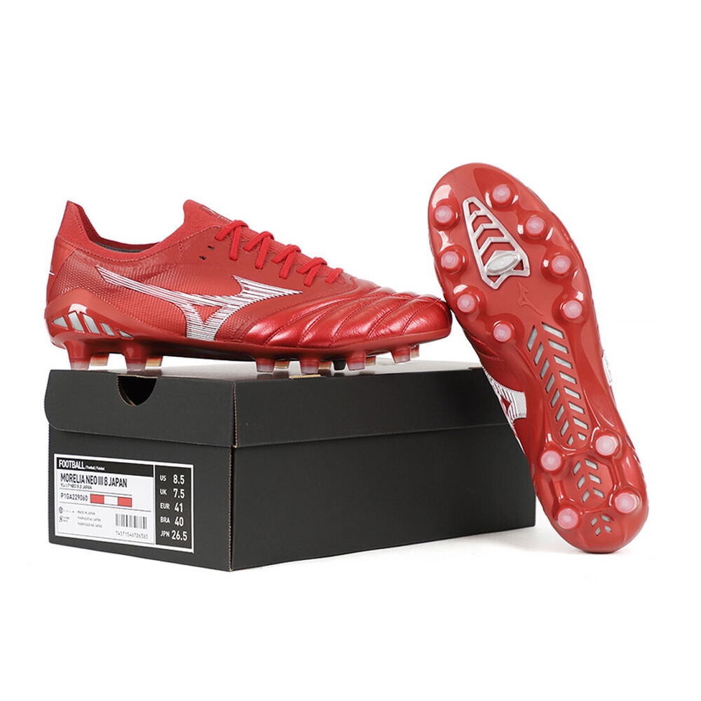 Mizuno Morelia Neo III Beta Japan รองเท้าบูทฟุตบอล สีแดง สําหรับผู้ชาย P1GA2290-60 พร้อมกล่อง