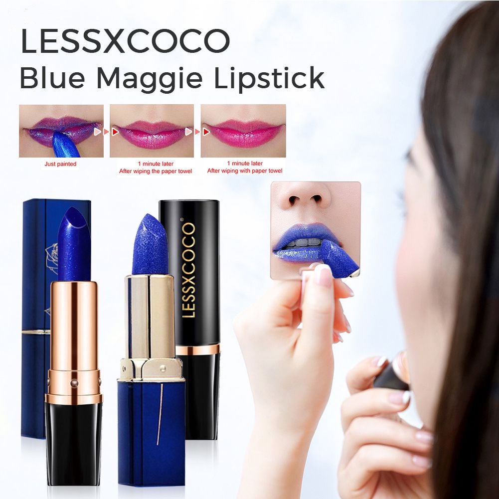 Lessxcoco  ลิปสีน้ำเงิน ลิปเปลี่ยนสีตามอุณภูมิ ติดทน24ชม. ลิปสติกสีน้ำเงินเปลี่ยนสีตามอุณภูมิ ลิปไม่ติดแมส กันน้ำกันไหม้ ช่วยบำรุงริ้วรอยปากให้ชุ่มชื่นและสดใส