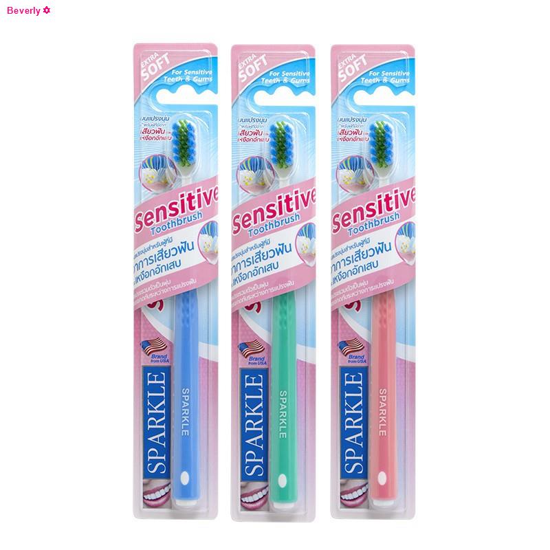 จัดส่งจากกทมSparkle แปรงสีฟัน รุ่น Sensitive Toothbrush SK0392 คละสี ฟ้า ชมพู เขียว kuron
