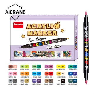 Aicrane ปากกาวาดภาพอะคริลิค 36 สี 60 สี สําหรับเขียนตัวอักษร หิน แก้ว ผ้าใบ โลหะ เซรามิค ไม้