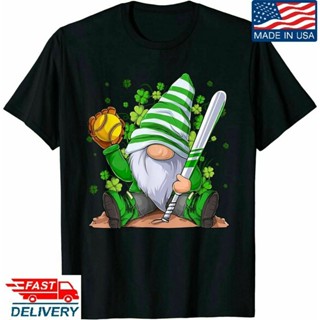 เสื้อยืดผ้าฝ้ายพิมพ์ลาย เสื้อยืด ผ้าฝ้าย แบบนิ่ม พิมพ์ลาย Shamrock Lucky Gnome Irish St PatrickS Day สําหรับเด็กผู้ชาย