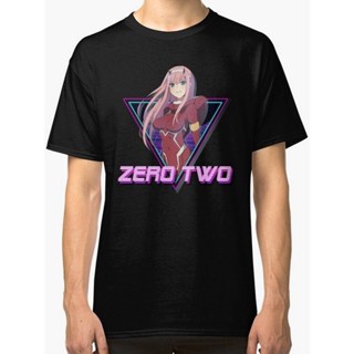 เสื้อยืดผู้ชาย เสื้อยืดท็อป ลาย Darling In The FranXX (Zero Two Aesthetic) สีดํา สําหรับผู้ชาย