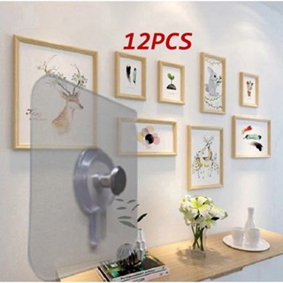 12PCS Self Adhesive เล็บตะขอตะขอสกรูสำหรับกรอบรูปรูแขวนผนังวาง Tack รูปภาพงานปักครอสติช Wall