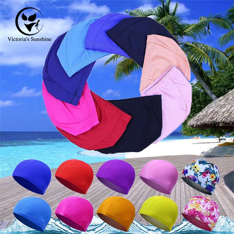หมวกว่ายน้ำ หมวกว่ายน้ำกันน้ำได้ 4 สี ผ้าเด้งใส่ได้ไซส์ใหญ่ อุปกรณ์ว่ายน้ำ#0051
