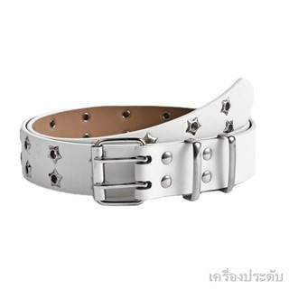 2023 New Hollow Punk Casual Belt Women s Fashion Versatile Double-row Belt with Star Eyes Decoration