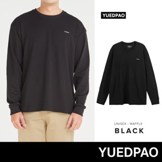 Yuedpao รับประกันไม่ย้วย 2 ปี  เสื้อยืดเปล่า เสื้อยืดสีพื้น เสื้อSWEATER รุ่น Waffle LongSleeve  สี Black