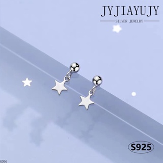 JYJIAYUJY 100% Sterling Silver S925 Drop Stud Earrings Smooth Surface Star Shape Korean Fashion Style Casual Elegant Daily Trendy Women Fashion Hypoallergenic Jewelry Gift E056