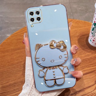 เคสโทรศัพท์สําหรับ Samsung A12 A22 A42 A71 A51 A31 5Gมือถือแบบนิ่ม กันกระแทก ลายเฮลโลคิตตี พร้อมกระจก หรูหรา