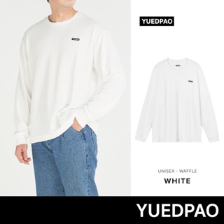 Yuedpao รับประกันไม่ย้วย 2 ปี  เสื้อยืดเปล่า เสื้อยืดสีพื้น เสื้อSWEATER รุ่น Waffle LongSleeve สี White