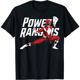 เสื้อยืดโลโก้ Power Rangers Red Ranger karate Action Pose