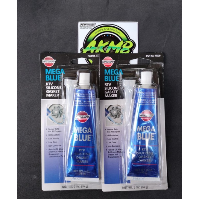 Versachem mega blue RTV กาวทาปะเก็น สีฟ้า ชนิดทนแรงดันสูง ขนาด85กรัม แท้100%