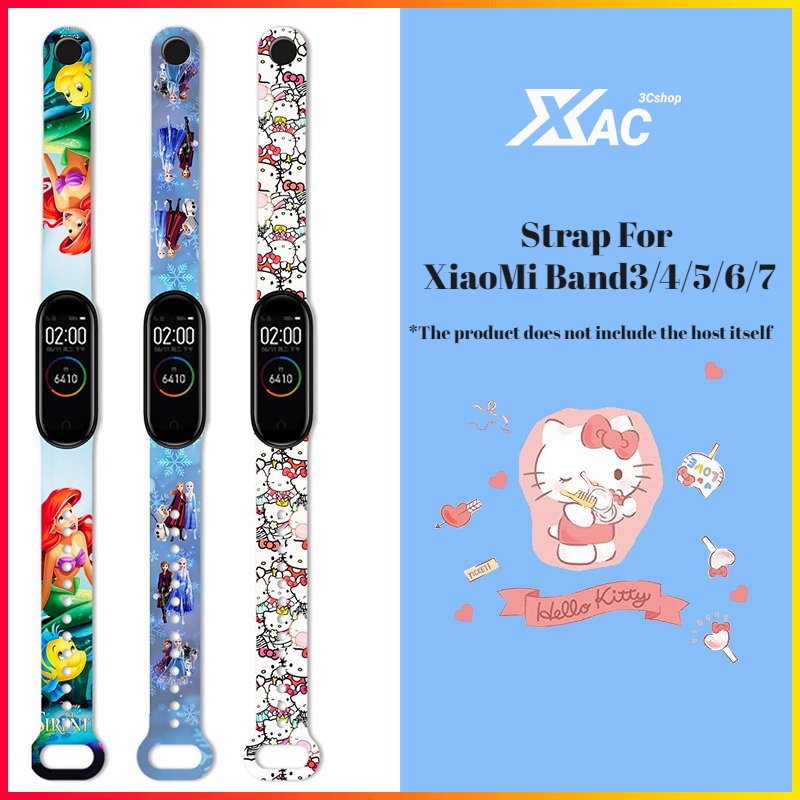 สายนาฬิกาข้อมือซิลิโคน พิมพ์ลายการ์ตูน แบบเปลี่ยน สําหรับ xiaomi Mi band 6 5 4 3 xiaomi Miband 6 5 xiaomi band 7